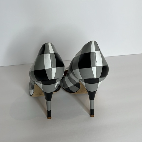 KATE SPADE Gingham Print Black And White Check Stiletto Pump Heels Sz 8.5 - Picture 10 of 11